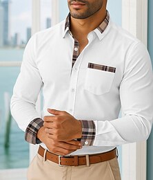 abordables -Homme Chemise Chemise d'été Chemise Décontractée Chemise Boutonnée Bloc de Couleur Vacances Occasionnel Noir Blanche Rose dragée bleu marine manche longue Revers Printemps & Automne Toutes saisons
