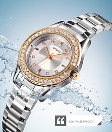 abordables -SKMEI Mujer Relojes de cuarzo Creativo Moda Reloj Casual Reloj de Muñeca IMPERMEABLE Hora mundial Decoración Aleación Reloj