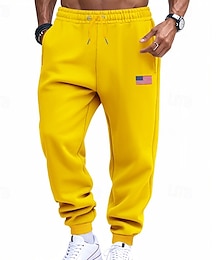economico -Per uomo Pantaloni sportivi Pantaloni da tuta Joggers Pantaloni Tasca Elastico in vita Coulisse Bandiera Americana Comodità Sport all'Aperto Quotidiano Moda Casual Nero Giallo Micro-elastico