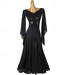 abordables -Baile de Salón Vestido Corte Mujer Rendimiento Ropa Cotidiana Manga Larga Licra