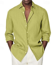 economico -Per uomo Camicia Camicia Estiva Camicia casual Camicia da Spiaggia Camicia con Bottoni Nero Bianco Rosa Blu Viola Manica Lunga Semplice Bavero Vacanza Camicia hawaiana Abbigliamento Poliestere Moda