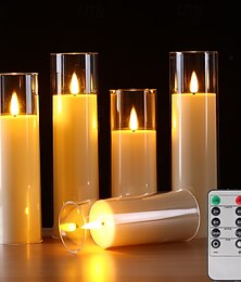 billige -5 stk. elektroniske simulerte halloween- og julelys med timer og fjernkontroll, egnet for innendørs og utendørs bruk, terrasse, spisebord, sammenkomster, fester, bryllupsdekorasjoner, AA-batterier