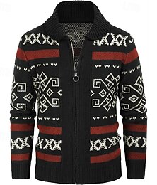 abordables -Hombre Chaqueta de Punto Suéter recortado Jersey con cremallera Suéter de punto Estriado Tejer Tops regulares Cremallera Patrones de Rombo Diseño Moda Clásico Vacaciones Ropa Cotidiana Ropa Otoño