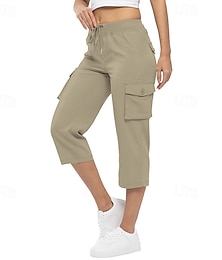 voordelige -Dames Cargohosen Wandelbroek Zomer Buiten Normale pasvorm Ademend Kleding Onderlichaam Trekkoord Zak Zwart Wit Katoen Kamperen&Wandelen Hardlopen S M L XL XXL