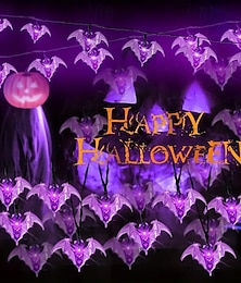 olcso -6,5 m-es 30 LED-es napelemes denevérfüzér halloweeni dekoráció kültéri vízálló kerti erkély veranda dekoráció