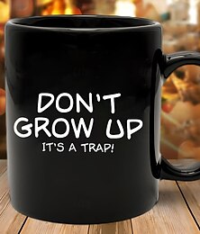 billiga -Rolig kaffemugg presentmugg väx inte upp det är en fälla svart keramikmugg 340 ml sarkastisk skämtpresent till vuxna män kvinnor vänner