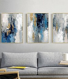 お買い得  -キャンバスに金箔を施した手作りの大型抽象油絵。モダンな額縁なしの絵画。家の装飾に最適な壁アート画像。