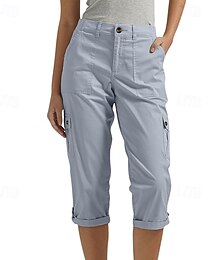 baratos -Mulheres Calças Cargo Calças Capri Calças Roupa de rua Casual Comprimento da panturrilha Natural Tecido Bolsos Confortável Rua Feriado Final de semana Cinza escuro Vinho Preto Branco Outono Normal