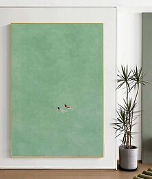 お買い得  -手作りの油絵キャンバス壁アート装飾ミニマリストグリーン抽象ニッチスタイルホームデコレーション用ストレッチフレーム吊り下げ絵画/ロールフレームレス未ストレッチ絵画