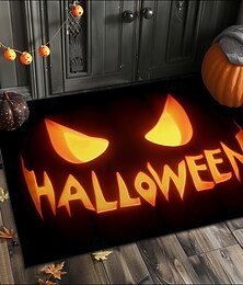 abordables -Paillasson d'intérieur et d'extérieur pour Halloween, tapis de cuisine, motif de visage de citrouille lumineux, tapis de porte d'entrée antidérapant pour porche, entrée, patio, chambre, salle de bain et décoration de la maison d'Halloween 2025