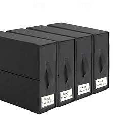 お買い得  -折りたたみ式ベッドシーツオーガナイザー4個パック、ハンドル付きオックスフォード生地収納ボックス、寝具、クローゼット、旅行、家庭用ベッド下衣類収納ボックス