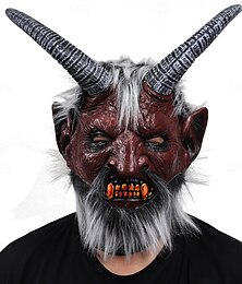 levne -Halloweenská ďábelská maska pro dospělé, strašidelná latexová maska padlého anděla Lucifera na obličej, démonická maska na celou hlavu s rohy pro cosplay, kostýmní párty a halloweenské dekorace.