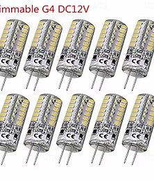 billige -10 stk. dimbar G4 LED-pære 2w 3w DC12V 3014SMD silikonlampe varmhvit/hvit L 360 graders vinkel LED-lys