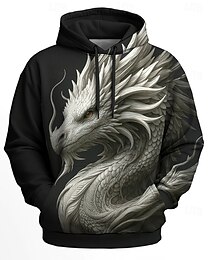 abordables -Hombre Dragón 3D Sudaderas Sudadera Sudadera Sudadera con capucha Cuello Barco Fresco Impresión 3D Discoteca Ropa de calle Azul Piscina Verde Trébol Correa Gráfico Otoño Invierno Diseñador
