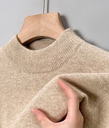 billige -Herre Pullover genser Strikket genser Riflet Strikke Vanlige topper Strikket عادي Høyhalset Mote Grunnleggende Feriereise Dagligdagstøy Klær Vinter Høst Kamel Vin M L XL