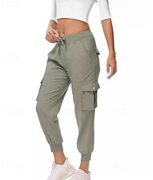 economico -Per donna Pantaloni Cargo Pantaloni Eleganti Streetwear Casual Lunghezza intera Naturale Semplice Tasca Design con Coulisse Elastica Morbido All'aperto Vacanza Uscire Grigio scuro blu navy Aalbicocca