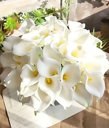 economico -20 mazzi di gigli artificiali, calle e steli di fiori di loto in 18 colori, fiori finti realistici per San Valentino, festa della mamma, bouquet da sposa, oggetti di scena per la fotografia,