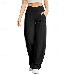 baratos -Mulheres Calças Reto Roupa de rua Casual Comprimento total Natural Tecido Bolsos Cintura elástica Confortável Rua Feriado Final de semana Cinza escuro Ferrugem Adamascado Castanho Escuro Outono Normal