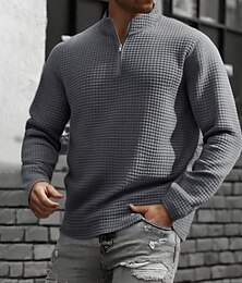 billige -Herre Genser Kvart glidelås genser Svart Hvit Vin Militærgrønn Kakifarget Halv glidelås عادي Jacquardvevnad Quarter Zip Sport & Utendørs Daglig Ferie Polyester Gatemote Grunnleggende Fritid Vår Høst