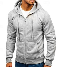 levne -Pánské Kapuce Mikina s kapucí na zip Fleecová mikina Černá Bílá Armádní zelená Rubínově červená Bordó Kapuce Bez vzoru Zapni Kapsy Sporty a outdoor Ležérní Denní Šik ven Chladný Sportovní oblečení