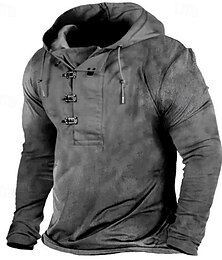 abordables -Hombre Sudadera Azul Piscina Marrón Caqui Gris Con Capucha Plano Correa Deporte Diario Festivos Poliéster Ropa de calle Básico Casual Primavera Otoño Ropa Sudaderas con capucha Sudaderas
