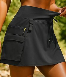 abordables -Mujer Faldas cargo Faldas para exteriores Al aire libre Ajuste regular Secado rápido Ligero Elástico Transpirable Vestidos Cintura elástica Negro Tenis Golf Corriendo XS S M L XL
