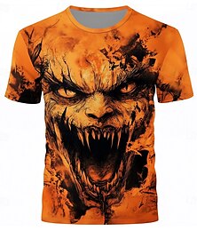 preiswerte -Halloween Herren Optische Täuschung Kürbis 3D T Shirt Kurzarm T-Shirt 3D-Druck Rundhalsausschnitt Rundhals Hemd Übertrieben Designer Horror Party Straße Lässig Orange 3 Orange Orange 2 Sommer