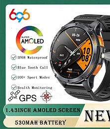 abordables -Nuevo reloj inteligente militar para hombre con linterna LED, brújula, pantalla AMOLED de 1,43 modos, reloj inteligente resistente para iOS y Android.