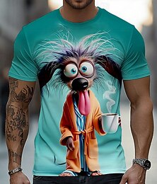 abordables -Homme Animal Chien Drôle T-shirt Manche Courte T-shirt Impression 3D Col ras du cou Chemise Exagéré Designer Basique Soirée Rue Occasionnel Bleu Rose Claire Gris Été Printemps Vêtement Tenue S M L XL