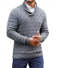 billige -Herre Genser Pullover genser Kabel Strikke Vanlige topper Strikket Slank passform عادي Høy krage Strikketøy Moderne Avslappet Dagligdagstøy Klær Høst Svart Burgunder M L XL