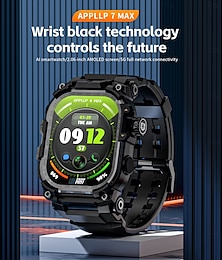 رخيصةأون -LOKMAT APPLLP 7 MAX ساعة ذكية 2.06 بوصة 4G LTE هاتف ساعة ذكية خلوية 3G بلوتوث عداد الخطى تذكرة بالاتصال متتبع النشاط متوافق مع Android iOS نسائي رجالي GPS مكالمات بدون يد التحكم بالاعلام IPX-5
