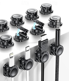 billiga -12 st magnetiska kabelklämmor skrivbordskabelorganisatör bilkabelhållare laddningskabelhanteringsklämmor för USB-hörlurar telefonladdare sladdhållare