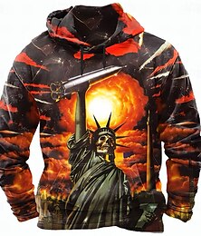 abordables -Halloween Hombre Graphic 3D Sudaderas Sudadera Sudadera Sudadera con capucha Cuello Barco Punk Impresión 3D Discoteca Ropa de calle Amarillo Azul Piscina Correa Otoño Invierno Diseñador