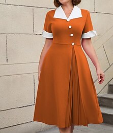 preiswerte -Retro Vintage 1950er Rockabilly Midlänge A-Linien-Kleid Ausgestelltes Kleid Übergröße A-Linie Kostüm Damen Urlaub Heimkehr Party & Abend Erwachsene Kleid Frühling & Sommer