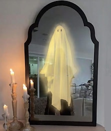 economico -Specchio olografico fantasma di Halloween con occhi inquietanti per decorazioni di case infestate, decorazione spettrale di Halloween per feste al chiuso e all'aperto.
