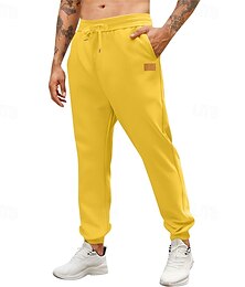 お買い得  -男性用 スウェットパンツ ジョガー ズボン ポケット 弾性ウエスト ドローストリング 平織り 履き心地よい ウォーム スポーツ・アウトドア 日常 ファッション カジュアル ブラック ホワイト マイクロエラスティック