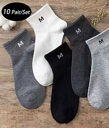 halpa -Miesten 10 paria Monipakkaus Sukat Juoksusukat Vapaa-ajan sukat Musta+valkoinen+harmaa Musta Väri Kirjain Loma Urheilu ja ulkoilu Päivittäin Perus Keskipaksu Kevät Syksy Muoti Vapaa-aika