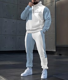 abordables -Hombre Bloque de color 2 piezas Conjuntos de sudaderas 3D Chándal Sudadera con capucha Manga Larga Pantalones largos Con Capucha Casual / Diario Ropa Deportiva Impresión 3D Primavera Otoño Invierno