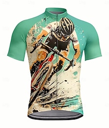 abordables -Homme Maillot de cyclisme Manche Courte Cyclisme Maillot Top avec 3 poches arrière Résistant aux UV Séchage Rapide Fermeture Éclair Frontale Bandes réfléchissantes Vert Des sports Vêtement Tenue