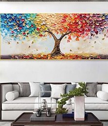 abordables -Peinture à l'huile originale faite à la main d'arbre de vie coloré sur toile paysage d'arbre abstrait art mural pour la décoration intérieure avec cadre tendu sans cadre intérieur peinture