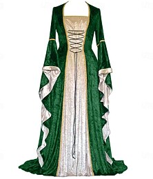 levne -Retro Středověké Koktejlky Na zem Dlouhá délka Šaty Plesové šaty Rukávový manžetový rukáv Viking Outlander Větší velikosti Maškarní kostým Dámské Keltské Královský Párty Maturitní ples Dospělé Šaty
