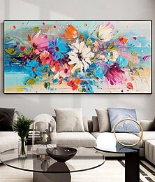 abordables -Peinture à l'huile faite à la main sur toile, décoration murale moderne, épaisse, fleur à l'huile pour salon, décoration d'intérieur, cadre tendu, peinture suspendue/roulée, sans cadre, peinture non