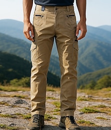 baratos -Homens Calça Cargo Calças de Trilha Ao ar livre Normal Prova-de-Água A Prova de Vento Leve Calças Bolsos Preto Verde Algodão Acampar e Caminhar Corrida S M L XL XXL
