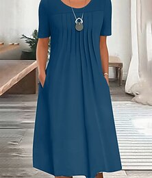 ieftine -Pentru femei Rochii Midi Rochii Tricou Rochie A line Rochie de vară Vacanță Casual Zilnic Fit regulat Grafic Simplu Manșon scurt Stil Nautic Negru Alb Roșu-aprins Albastru piscină Vară Primăvară