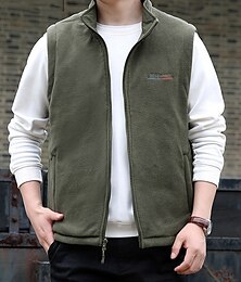 billiga -Herr Väst Gilet Utomhus Dagligen Mode Ledigt Vår Höst Ficka Nylon Bekväm Andningsfunktion Slät Dragkedja Hög krage Normal Svart Kaki Armégrön Mörkblå Väst