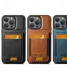 ieftine -telefon Maska Pentru iPhone 17 Pro Max 17 Air 16 16 Plus 16 Pro 16 Pro Max 15 15 14 Pro Max Plus 14 Plus 13 Pro Max Capac Spate rezista Loc pentru card Anti Șoc Retro TPU PU piele