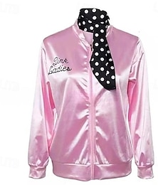 economico -Retrò Vintage Anni 1950 Abiti Grease Cappotto Costume Cosplay Giacca Tinta unita Costume Per donna Halloween Mascherata Carnevale Performance Mascherata Adulti Sciarpa Tutte le stagioni