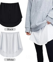 abordables -Falda con dobladillo falso y capas versátiles para mujer, falda a cuadros de media falda, para cubrir la parte inferior de sudaderas, sudaderas con capucha, blusas, estilo casual y elegante.