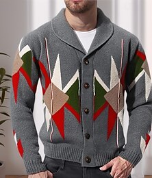 billige -Herre Genser Cardigan Genser Riflet Strikke Vanlige topper Strikket عادي Brettelig Krage Moderne Moderne Fritid Avslappet Dagligdagstøy Klær Vinter Grå M L XL
