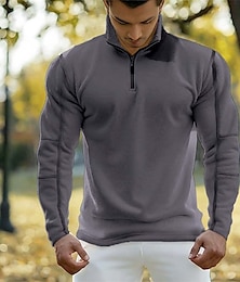 abordables -Hombre Sudadera con cremallera Sudadera con capucha de lana Caqui claro. Negro Blanco Azul Marino Marrón Cuello Mao Plano Cerrar Bolsillo delantero Táctico Deporte Casual Ropa de calle Fresco Design